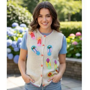 Bellepointe Sweater Vest Flip Flops Linen Cotton Blend Beach Sandals Womens Sz S